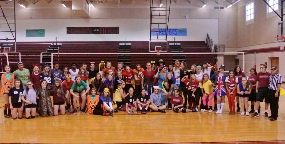 Volleyball girls hold first-ever Halloween practice