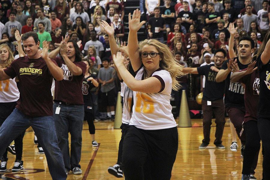 Royals and faculty danced together at the pep rally.