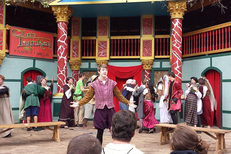 Cole Bresnehen performs with the JV advanced productions class at the 2014 Renaissance Festival.