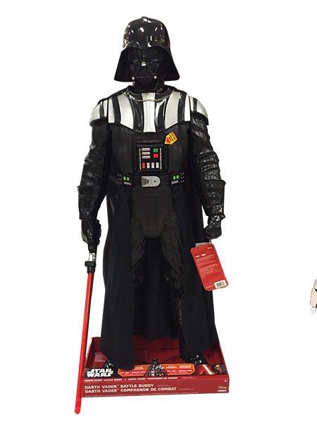 Merchandise like this three-foot tall Darth Vader figure is expected