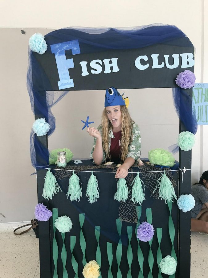 Co-President, Rachel Brady, and other officers represent FiSH Club at Raider Camp.