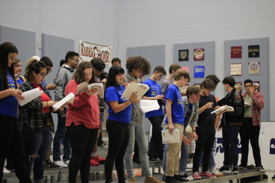 Leads and ensemble practice their music