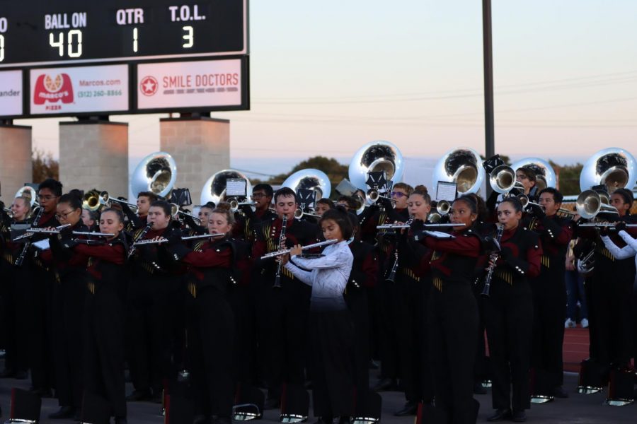 Marching+Band+performong+at+the+Rouse+vs.+Cedar+Creek+football+game.