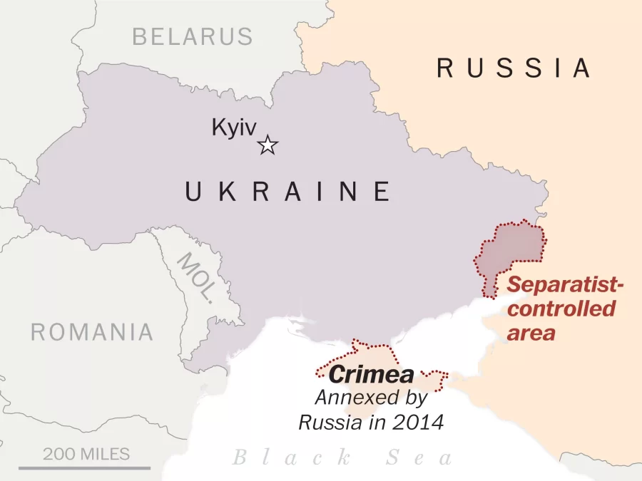 The Crimean Peninsula and the Donbas Region are major sights of the conflict. 