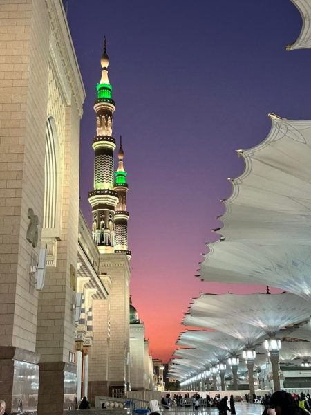 Visiting for the first time with her family, junior Dua Bharde experiences the mosque, Al Masjid an Nabawi in Medina, Saudi Arabia. She went in November of 2022. The atmosphere was very nice, Bharde said. I definitely felt close to God and praying at the Masjid was a very nice experience. 