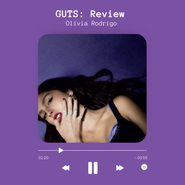 Designed by Hannah Thompson using Canva. It is a picture of Olivia Rodrigo’s new album. 