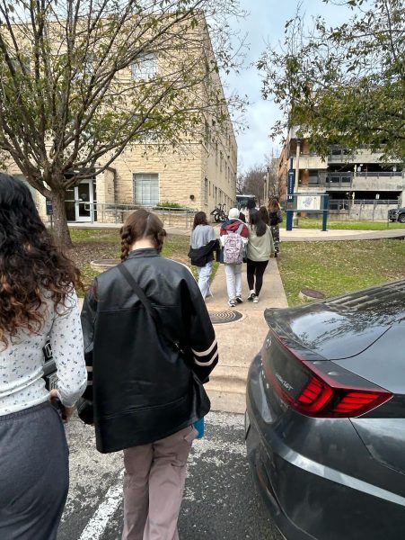 The Psychology Club members walking to their first class at University of Texas in Austin