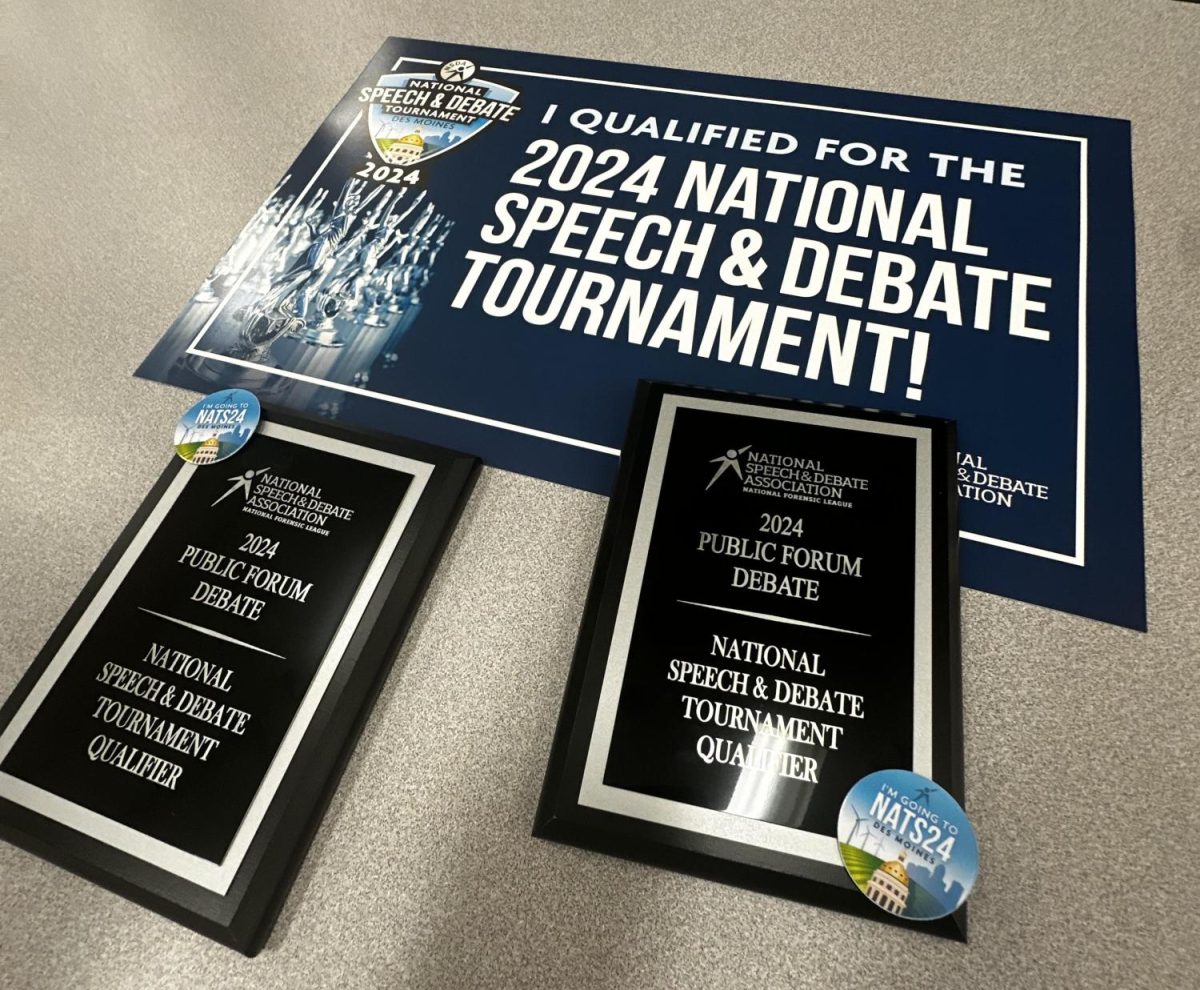 Award for qualifying for National Speech and Debate Tournament.
