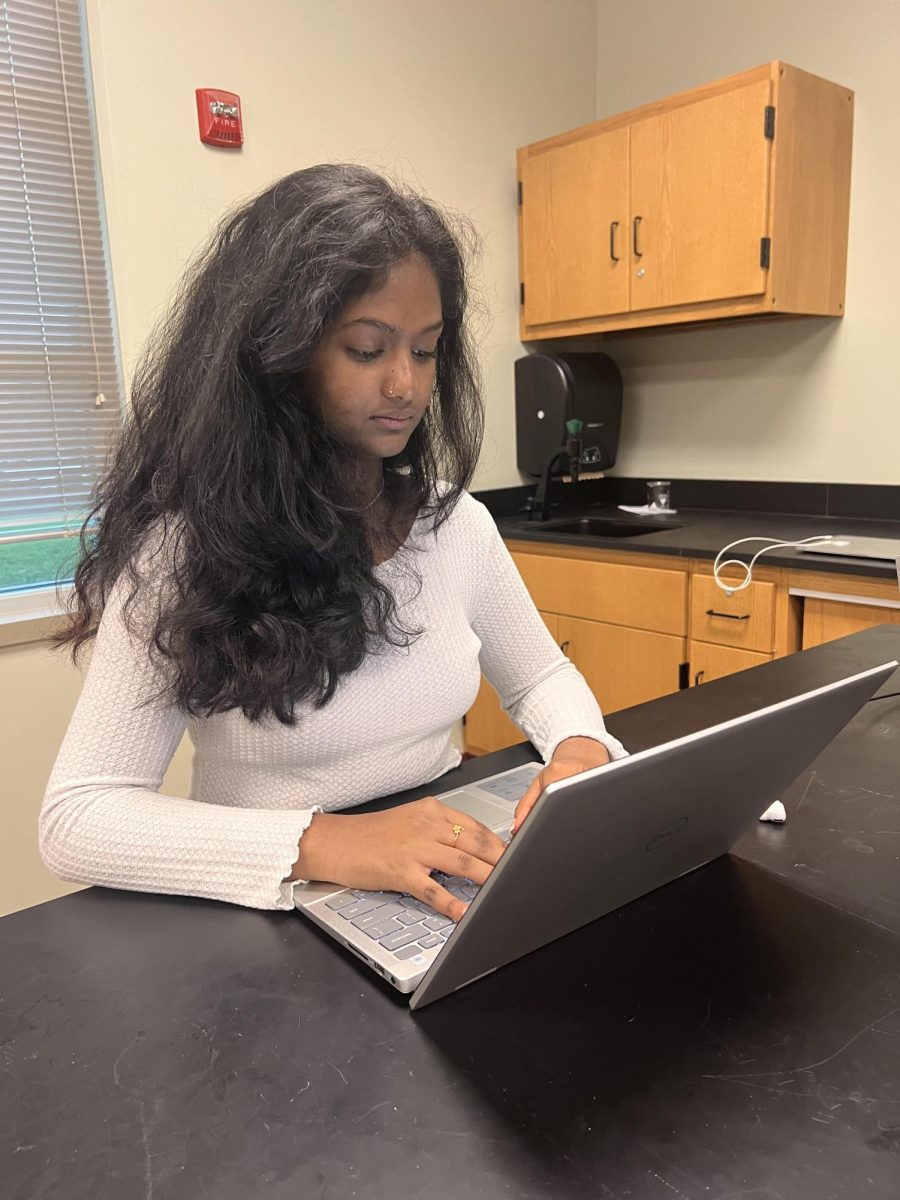 Sophomore Thanvi Mudde uses Audacity to edit her latest episode of "Health Chronicles: Beyond the Diagnosis."