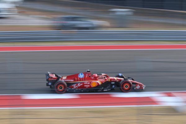 Charles Leclerc on a hot lap during the second qualifying session.