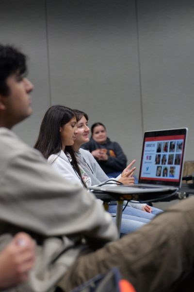 At the Fall Fiesta Convention, future West TX regional organizer, Avery Boyle listens to New Voices Texas's presentation about student press rights. Photo by Conner Ford. 